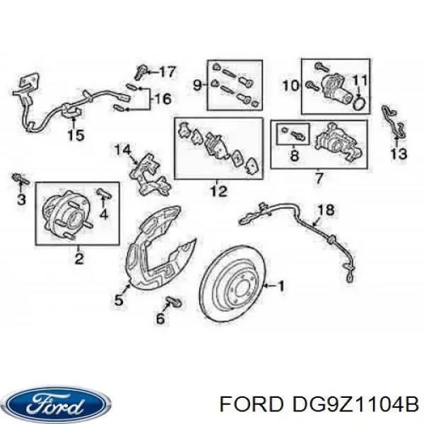 DG9Z1104B Ford cubo de rueda delantero