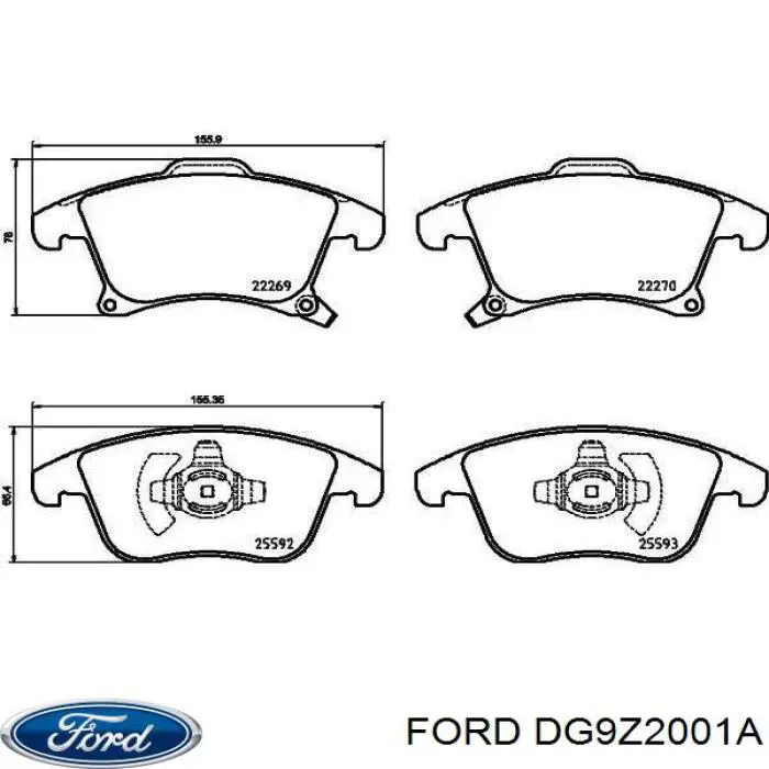 DG9Z2001A Ford pastillas de freno delanteras