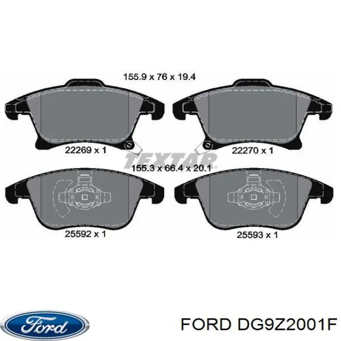 DG9Z2001F Ford pastillas de freno delanteras