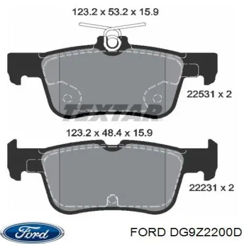 DG9Z2200D Ford pastillas de freno traseras