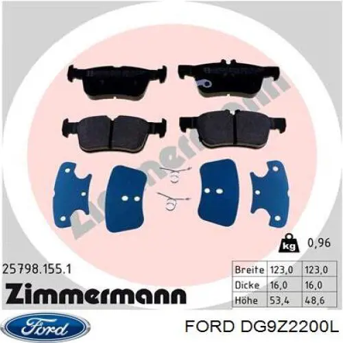 Comprar DG9Z2200L Ford Pastillas de freno traseras