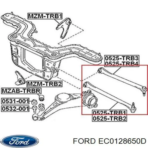 EC0128650D Ford brazo de suspension trasera izquierda