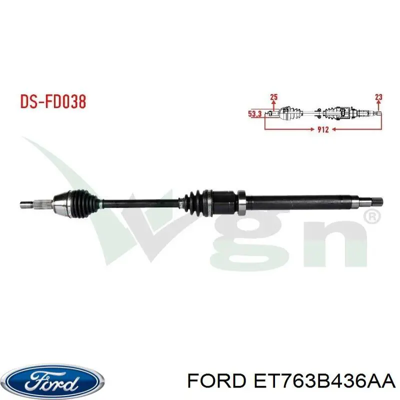 Semieje delantero derecho Ford ET763B436AA precio, desde 95,83 EUR