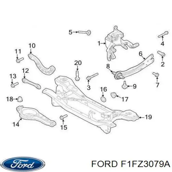 F1FZ3079A Ford barra oscilante, suspensión de ruedas delantera, inferior izquierda