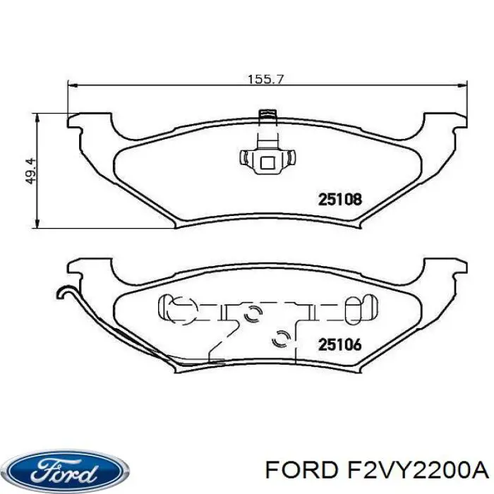 Comprar F2VY2200A Ford Pastillas de freno traseras