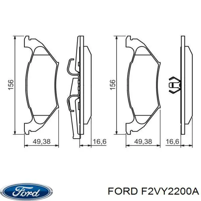 F2VY2200A Ford Pastillas freno traseras