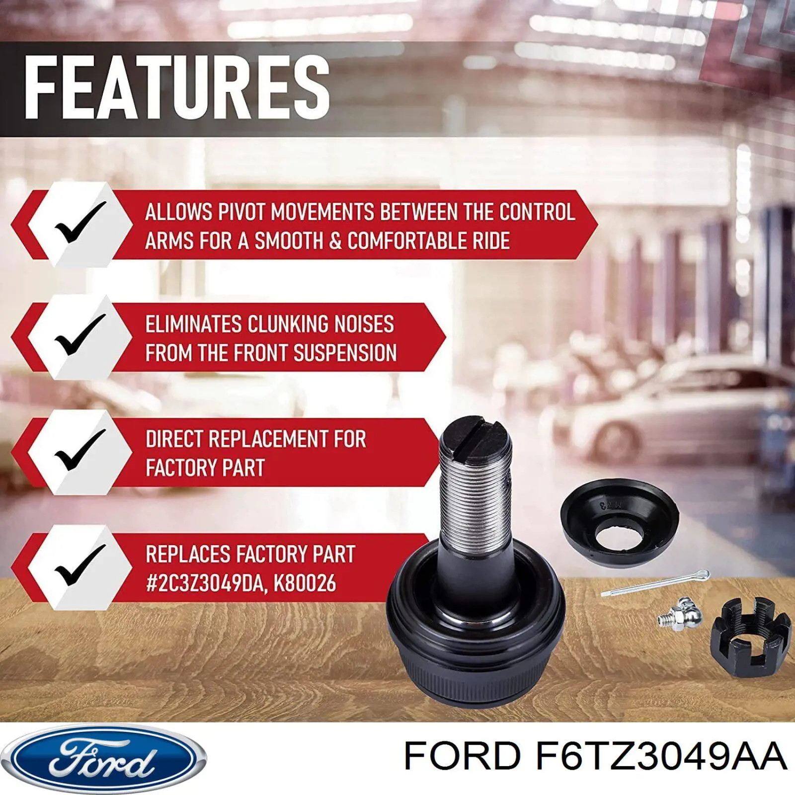 F6TZ3049AA Ford Rótula de suspensión superior