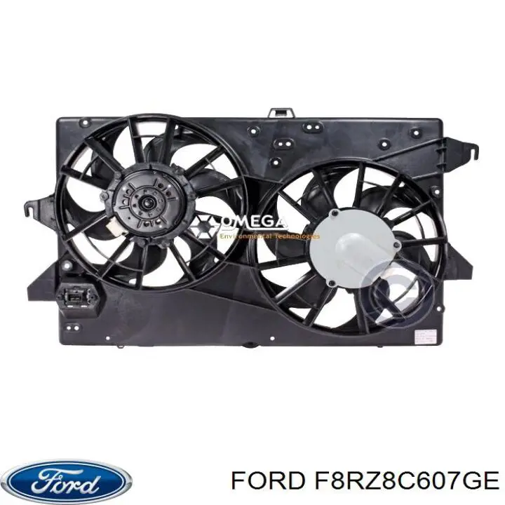 F8RZ8C607GE Ford difusor de radiador, ventilador de refrigeración, condensador del aire acondicionado, completo con motor y rodete