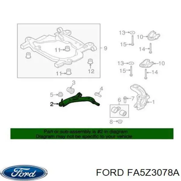 FA5Z3078A Ford barra oscilante, suspensión de ruedas delantera, inferior derecha