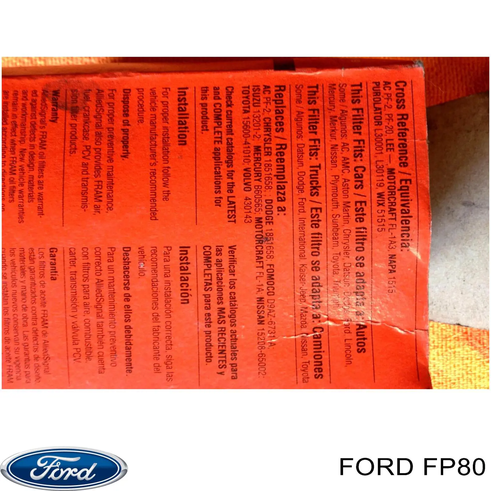 Comprar FP80 Ford Filtro de aire del habitáculo