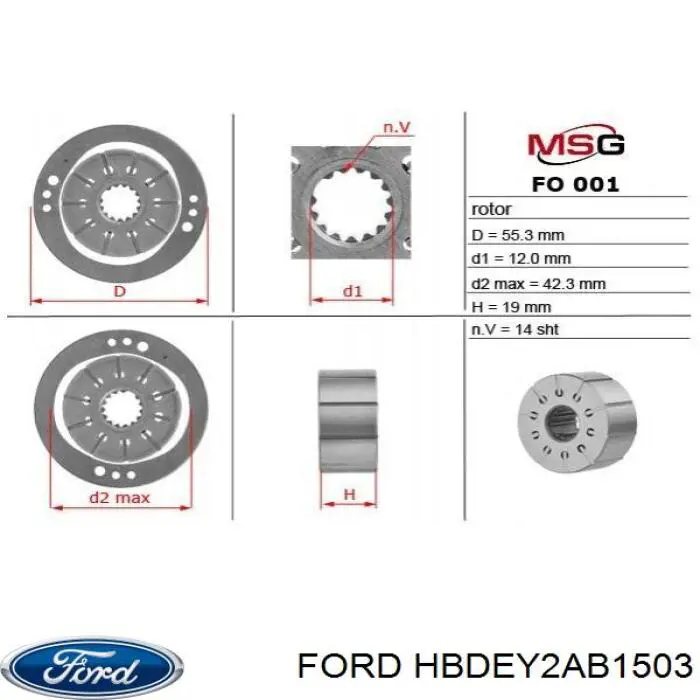 HBDEY2AB1503 Ford bomba hidráulica de dirección