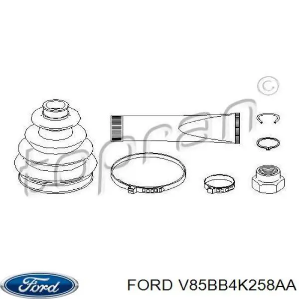 V85BB4K258AA Ford fuelle, árbol de transmisión delantero exterior