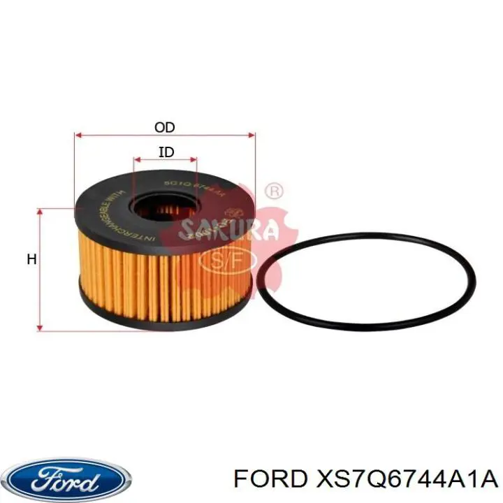 XS7Q6744A1A Ford filtro de aceite