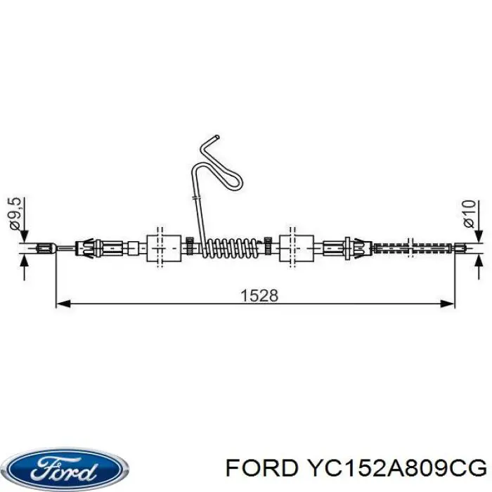 YC152A809CG Ford cable de freno de mano trasero izquierdo