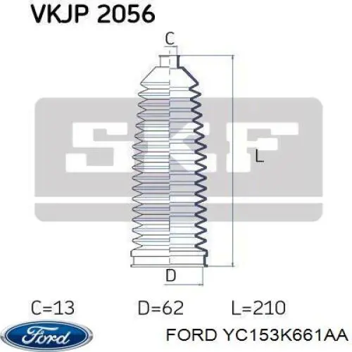 Comprar YC153K661AA Ford Guardapolvo de dirección izquierdo (cremallera)