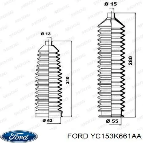 Guardapolvo de dirección izquierdo (cremallera) YC153K661AA Ford