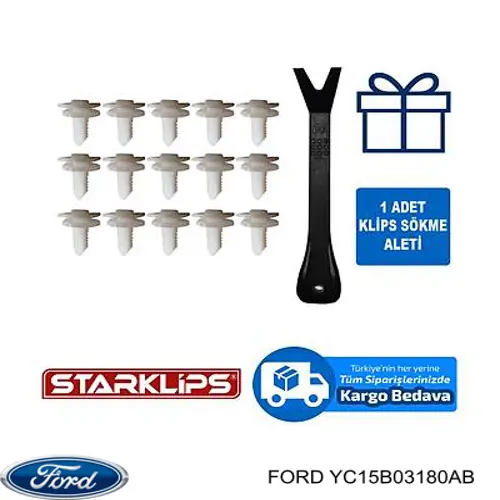 YC15B03180AB Ford Clip de fijación de moldura de parabrisas