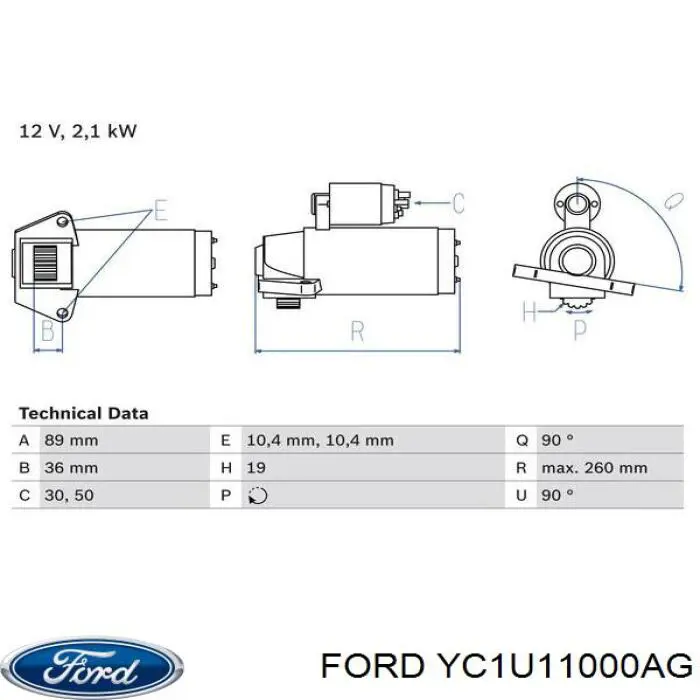 YC1U11000AG Ford motor de arranque