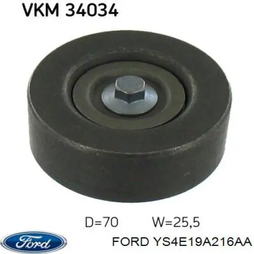 YS4E19A216AA Ford Polea guía correa poli V