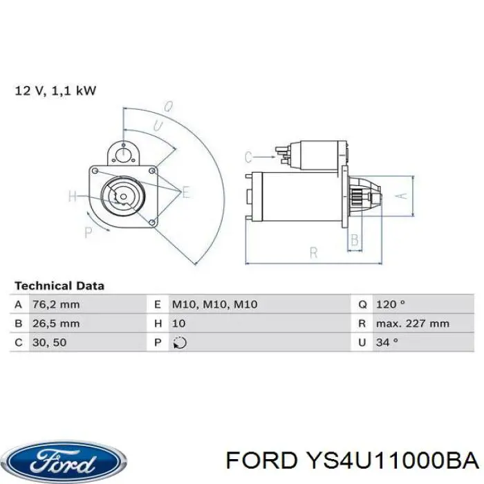 YS4U11000BA Ford motor de arranque