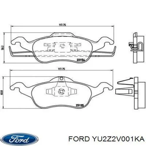 YU2Z-2V001-KA Ford pastillas de freno delanteras