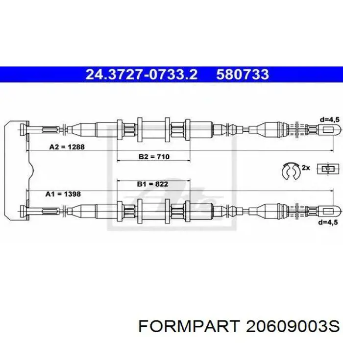 20609003S Formpart/Otoform cable de freno de mano trasero derecho