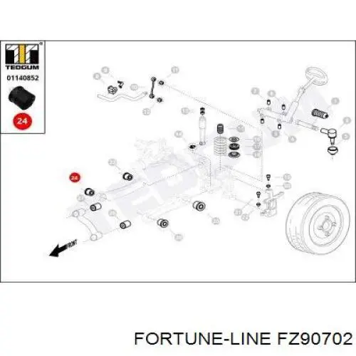 FZ90702 Fortune Line silentblock de brazo de suspensión delantero superior