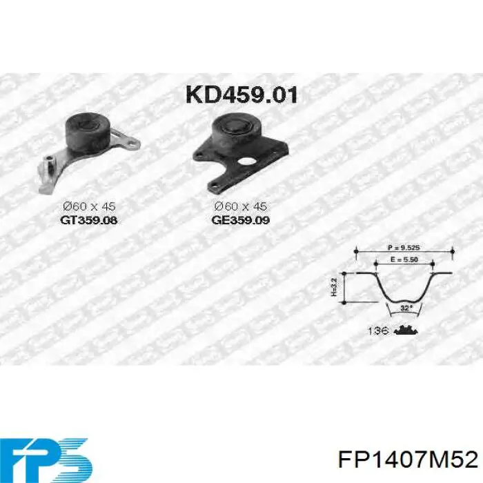 FP 1407 M52 FPS cristal de espejo retrovisor exterior derecho