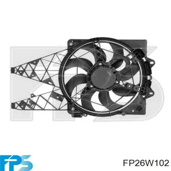 FP 26 W102 FPS difusor de radiador, ventilador de refrigeración, condensador del aire acondicionado, completo con motor y rodete