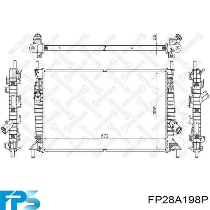 FP28A198P FPS radiador refrigeración del motor