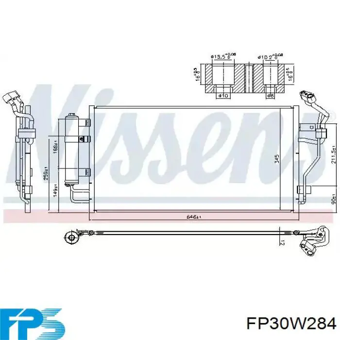 FP30W284 FPS difusor de radiador, aire acondicionado, completo con motor y rodete