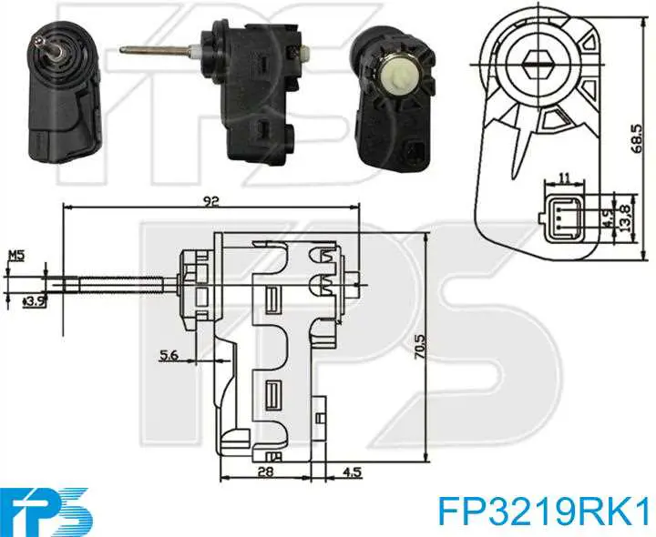 FP 3219 RK1 FPS elemento de regulación, regulación del alcance de faros