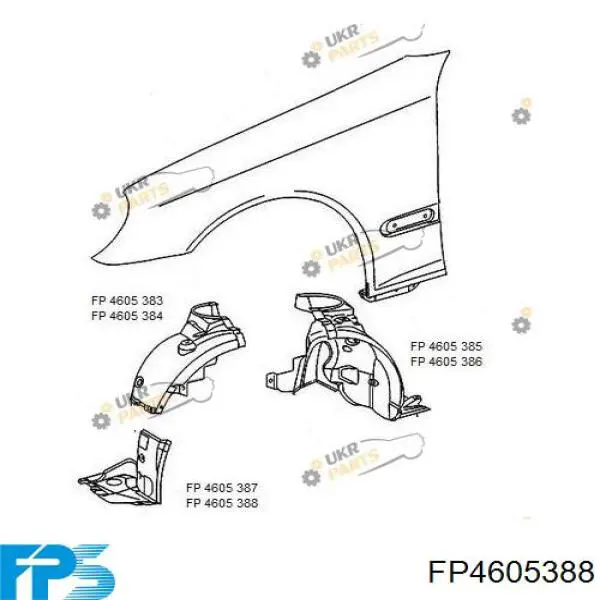 FP 4605 388 FPS guardabarros interior, aleta delantera, derecho delantero