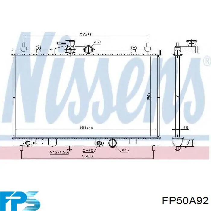 FP 50 A92 FPS radiador refrigeración del motor