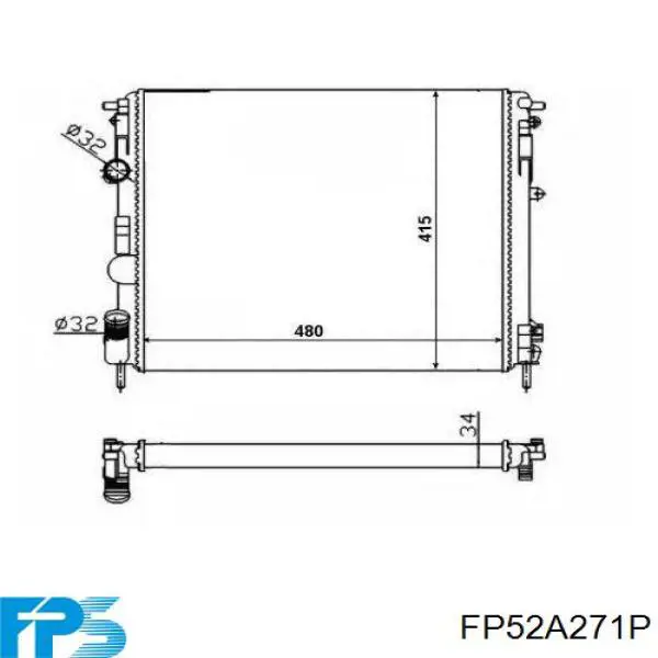 FP 52 A271-P FPS radiador refrigeración del motor