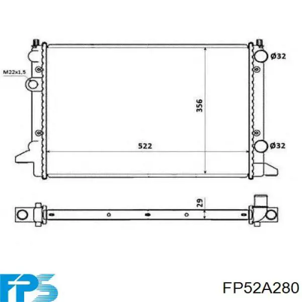 FP52A280 FPS radiador refrigeración del motor