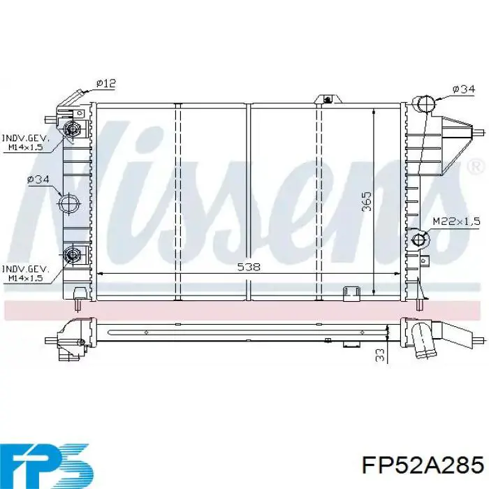 FP 52 A285 FPS radiador refrigeración del motor