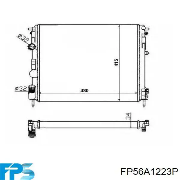 FP 56 A1223-P FPS radiador refrigeración del motor