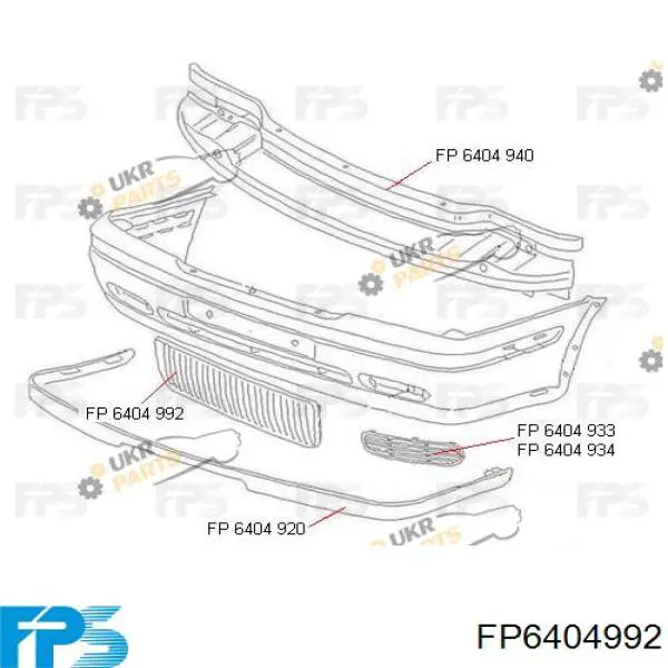 FP 6404 992 FPS rejilla de ventilación, parachoques trasero, central