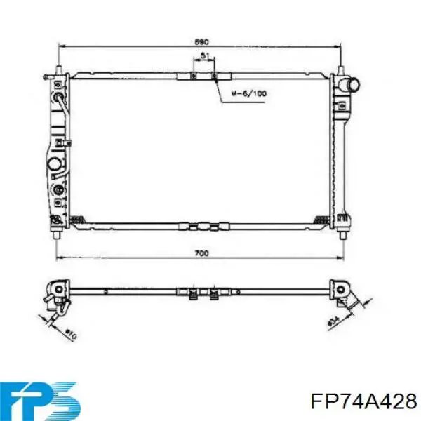 FP 74 A428 FPS radiador refrigeración del motor