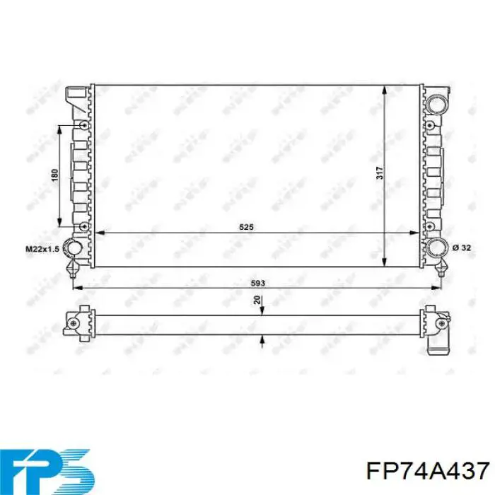 FP 74 A437 FPS radiador refrigeración del motor