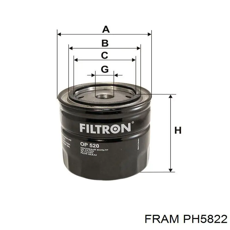 Filtro de aceite Fram PH5822 precio, desde 5,11 EUR