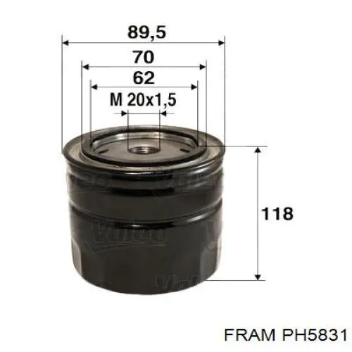 PH5831 Fram Filtro aceite