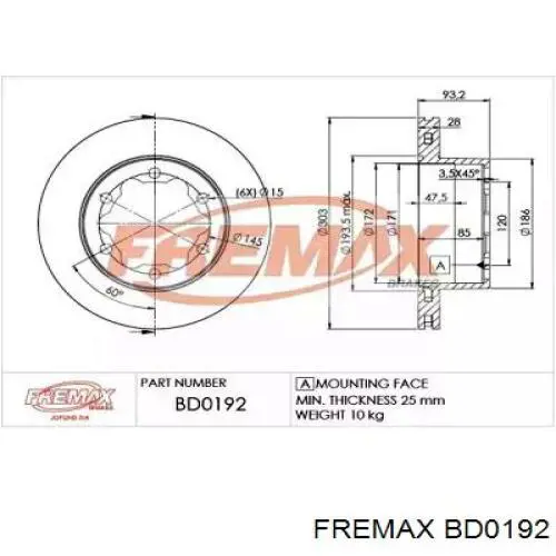 BD-0192 Fremax disco de freno trasero