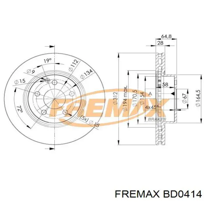 BD0414 Fremax freno de disco delantero