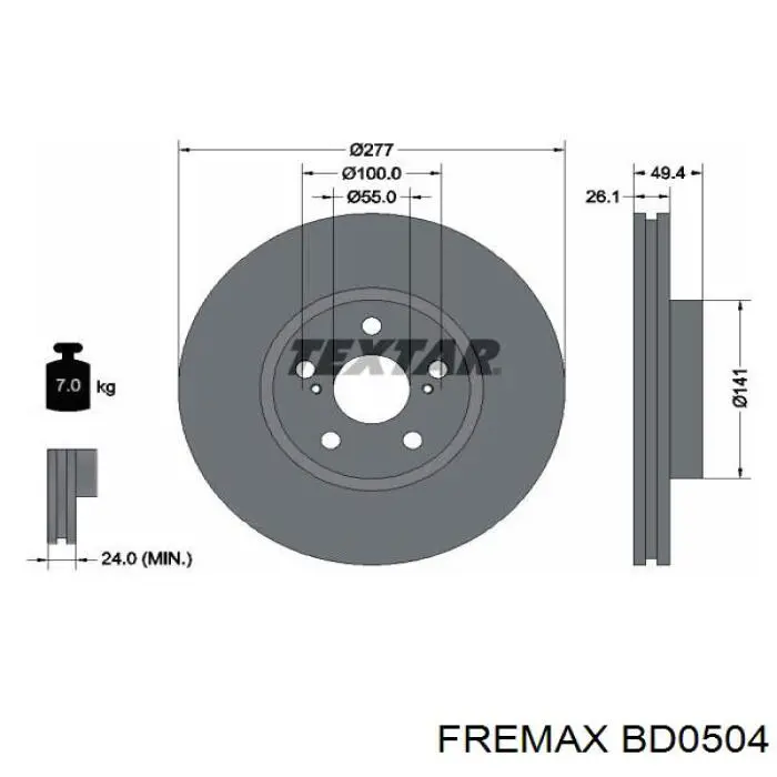 BD0504 Fremax freno de disco delantero