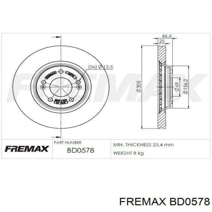 BD0578 Fremax freno de disco delantero