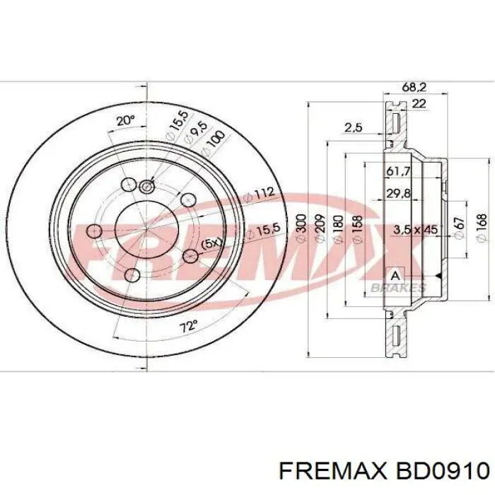 BD0910 Fremax disco de freno trasero