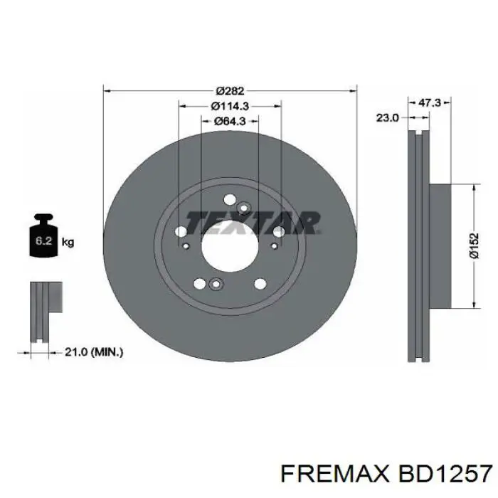 BD1257 Fremax disco de freno delantero