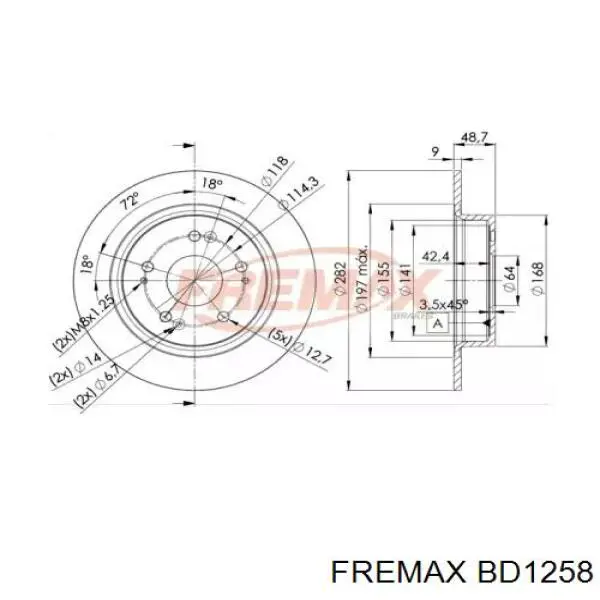 BD1258 Fremax disco de freno trasero